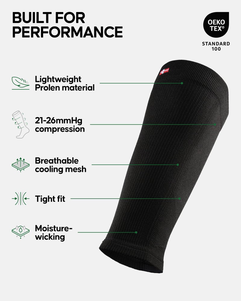 DANISH ENDURANCE Graduated Calf Compression Sleeves (Solid Black 1 Pair, Medium) - Image 2